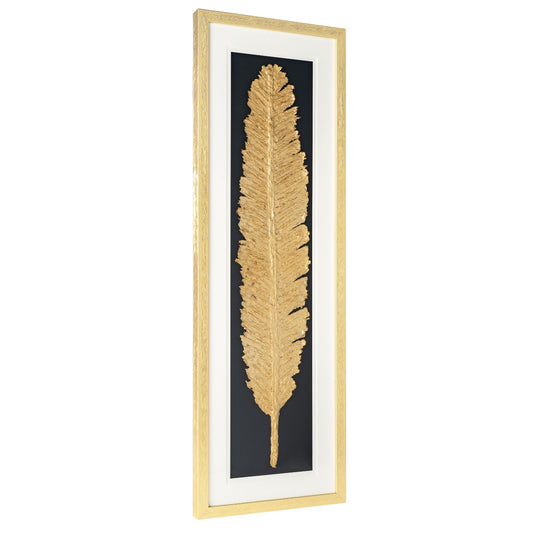 Metallic Feather, Gold Shadow Box