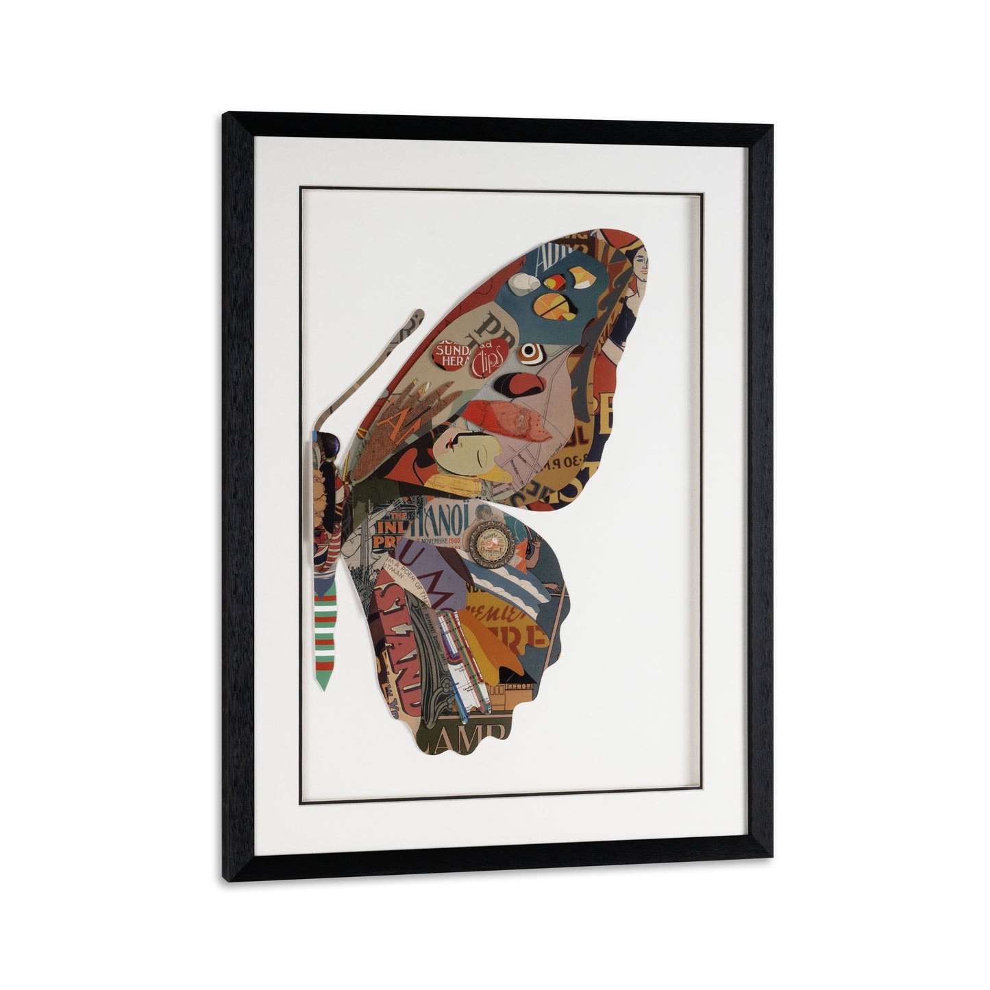 Balletic Butterfly I 24" x 32" Paper Collage Shadow Box