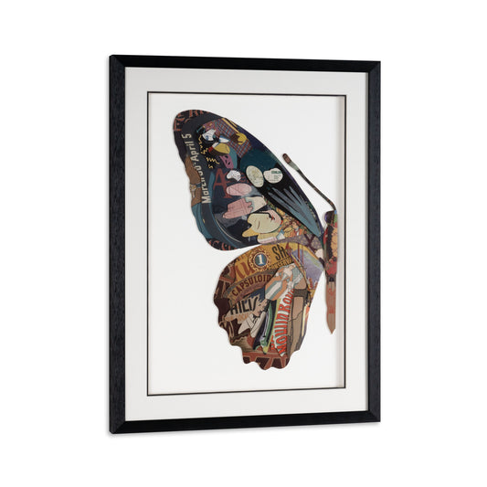 Balletic Butterfly II 24" x 32" Paper Collage Shadow Box