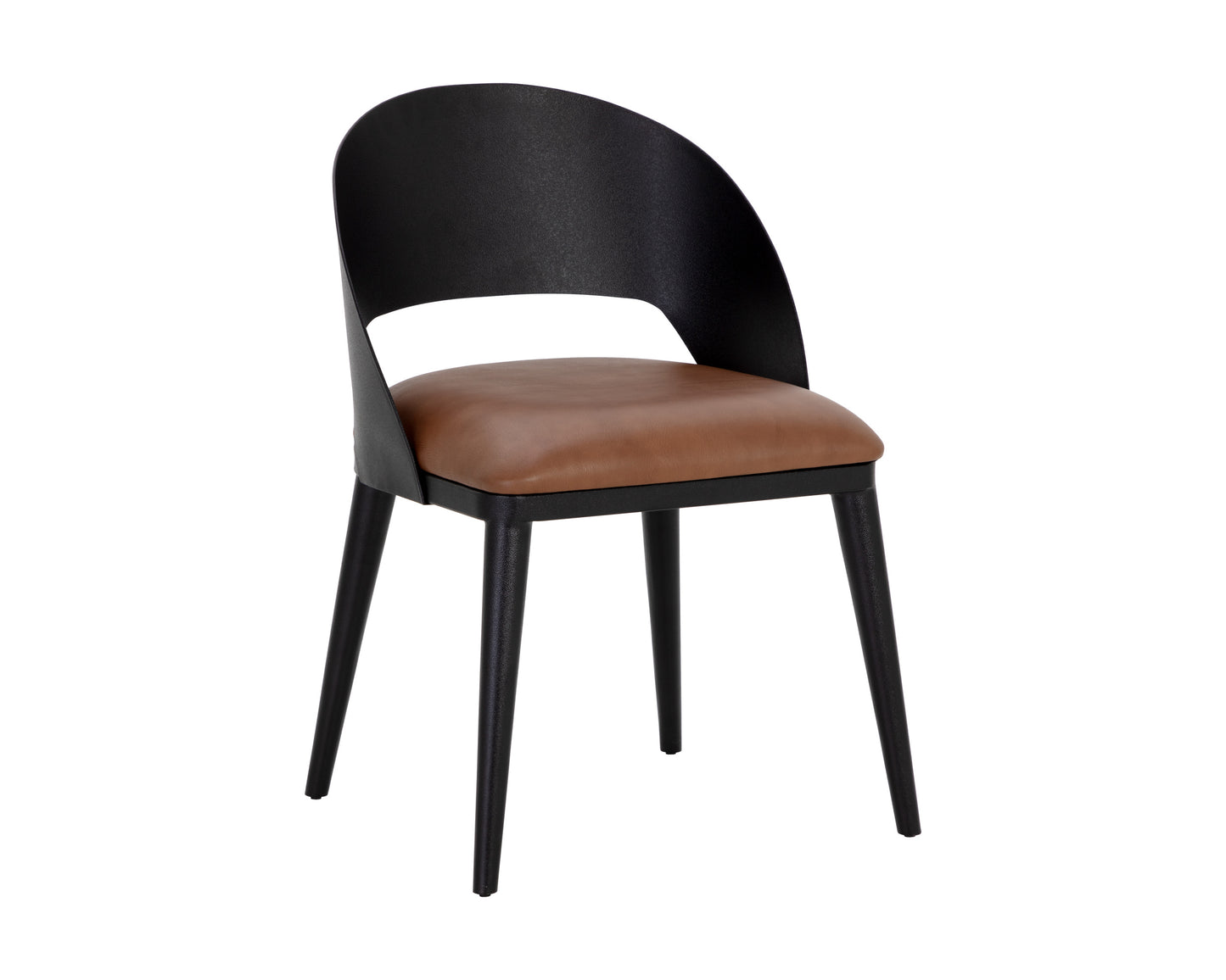 NAHLA DEZIRAE DINING CHAIR - BLACK - COGNAC LEATHER