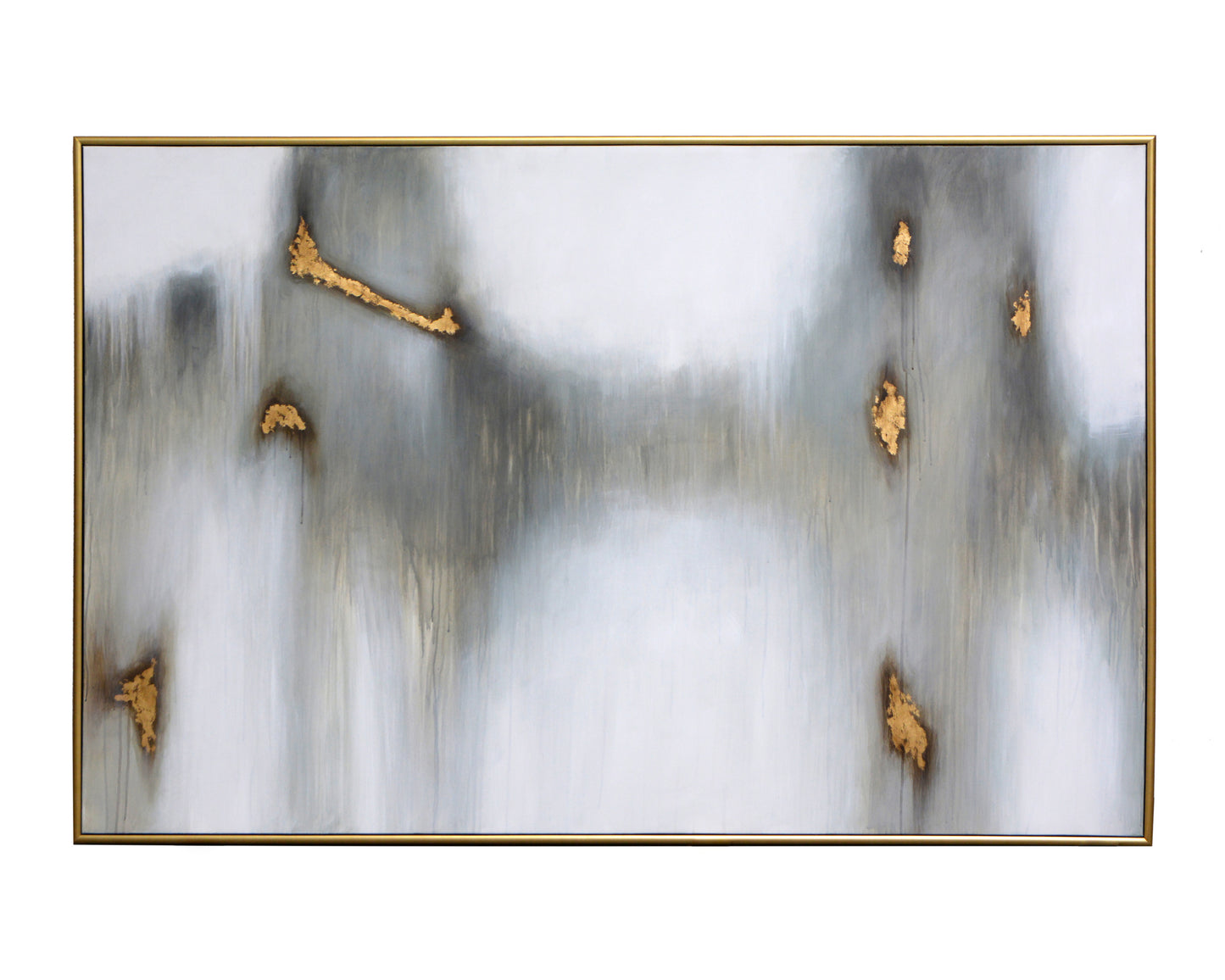 NAHLA WATER MARKS - 72" X 48" - GOLD FLOATER FRAME