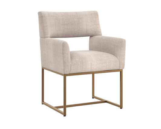 NAHLA GRECO DINING ARMCHAIR - NAYA CHECK CREAM