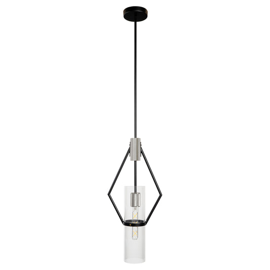 Everly Single Light Pendant, Black and Chrome