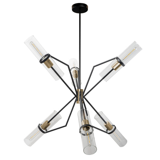 Everly 6 Light Chandelier, Black and Brass