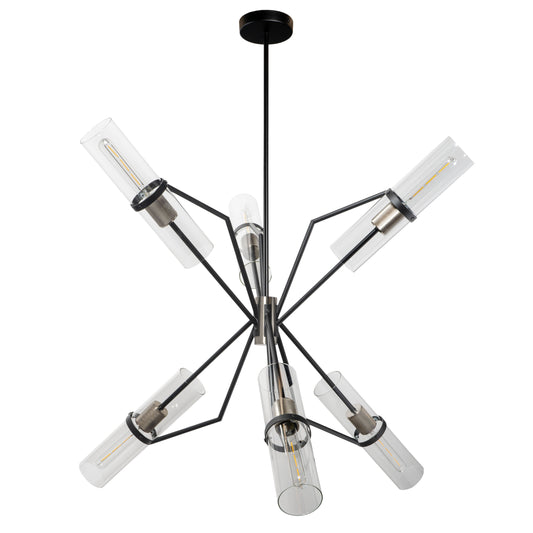 Everly 6 Light Chandelier, Black and Chrome