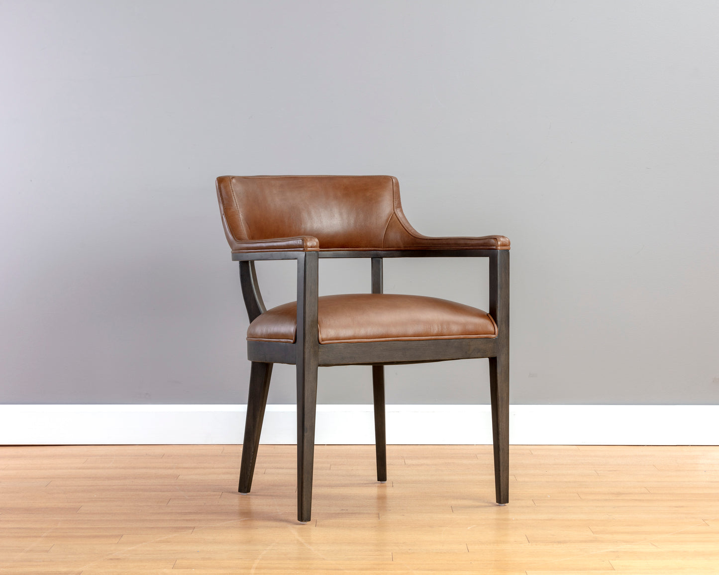 NAHLA BRYLEA DINING ARMCHAIR - BROWN - SHALIMAR TOBACCO LEATHER