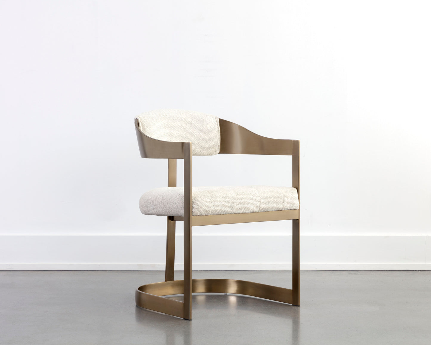 NAHLA BEAUMONT DINING ARMCHAIR - ANTIQUE BRASS - RHEA LIGHT BARLEY