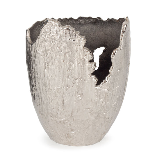 Terra Decorative Metal Vase Small, Nickel