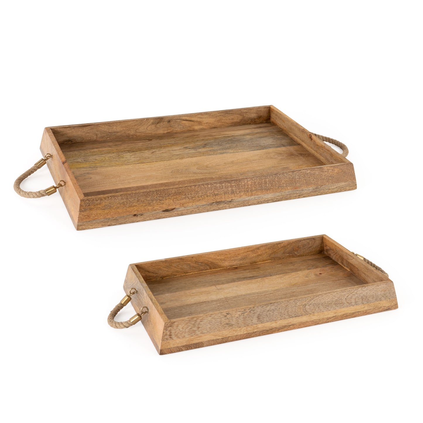 Caydence Rectangle Wood Trays, Set of 2