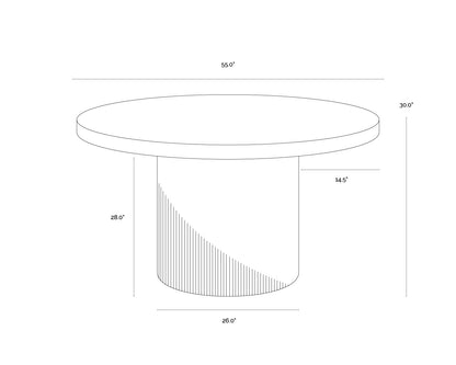 NAHLA NICOLETTE DINING TABLE - WHITE - 55"