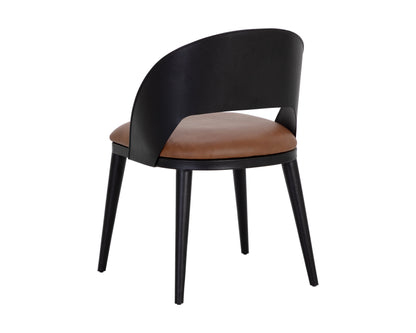 NAHLA DEZIRAE DINING CHAIR - BLACK - COGNAC LEATHER