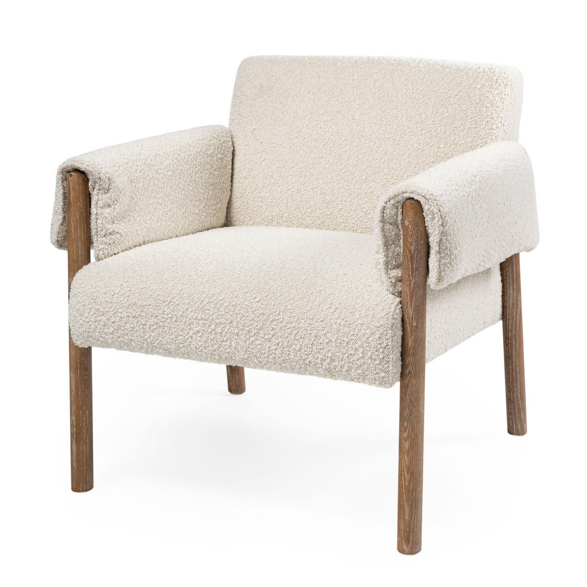 Parvani, White Boucle Accent Chair