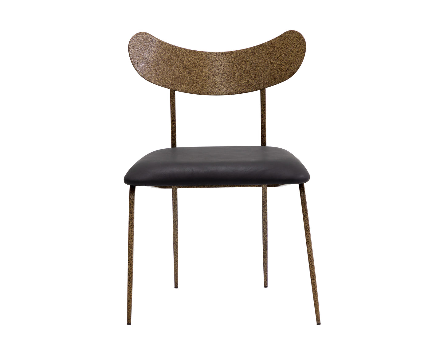 NAHLA GIBBONS DINING CHAIR - ANTIQUE BRASS - CHARCOAL BLACK LEATHER