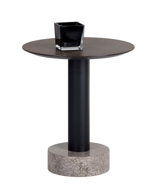 NAHLA MONACO END TABLE - BLACK - GREY MARBLE / RAW UMBER