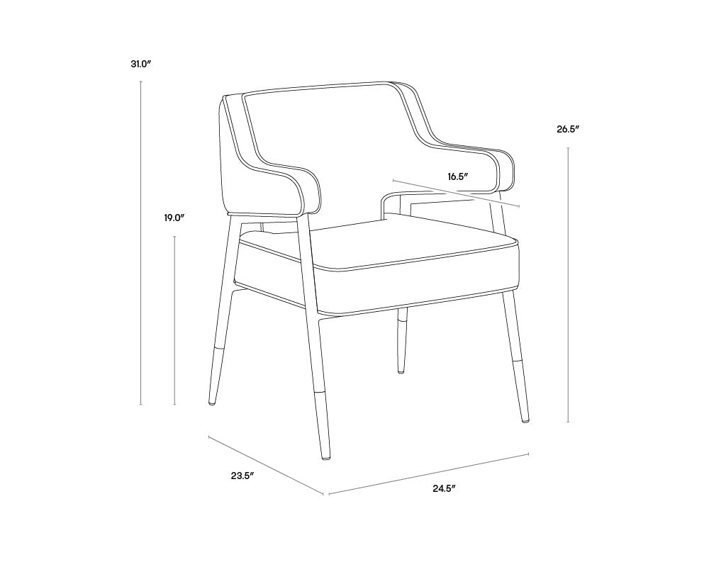 NAHLA DEROME DINING ARMCHAIR - BRAVO PORTABELLA