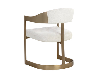 NAHLA BEAUMONT DINING ARMCHAIR - ANTIQUE BRASS - RHEA LIGHT BARLEY