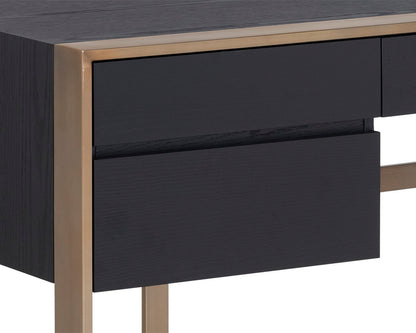 NAHLA DALTON DESK - ANTIQUE BRASS - BLACK