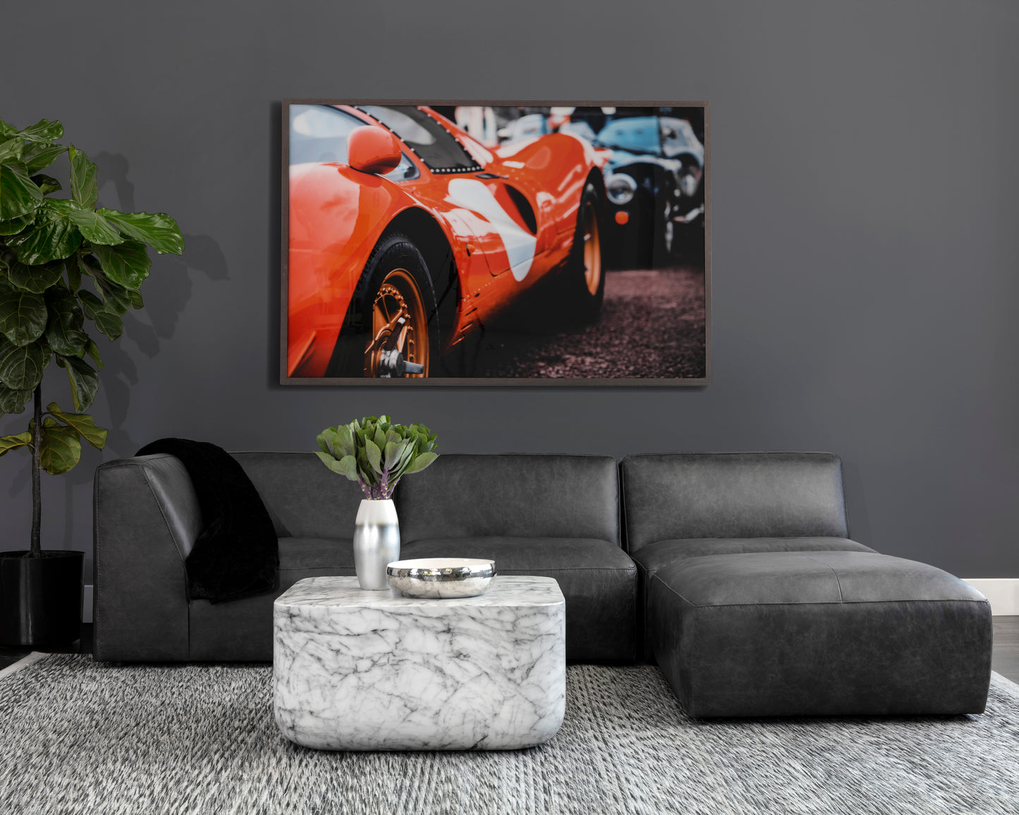 NAHLA VINTAGE FERRARI - 72" X 48" - CHARCOAL FRAME