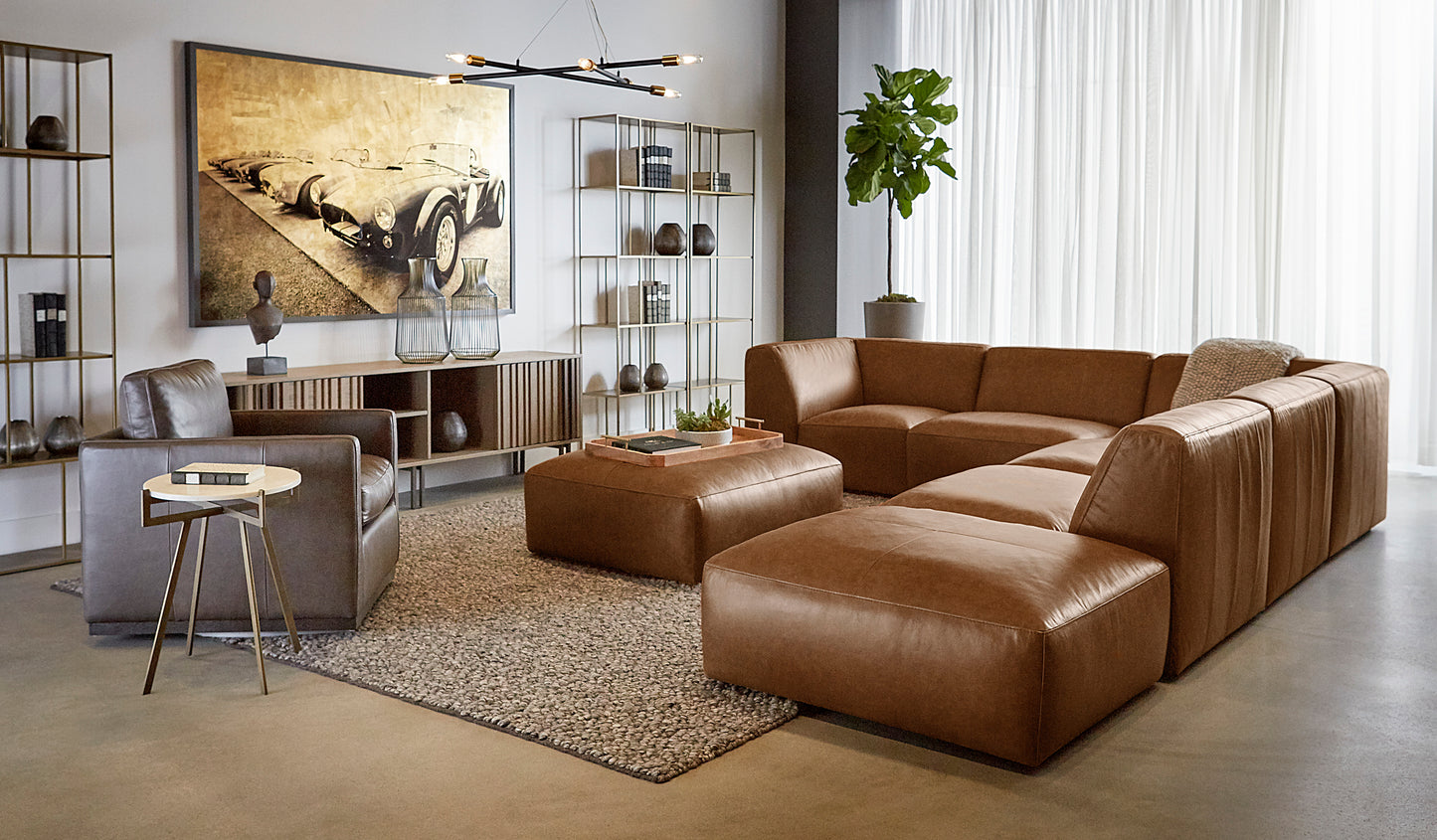 NAHLA WATSON MODULAR - OTTOMAN - MARSEILLE CAMEL LEATHER