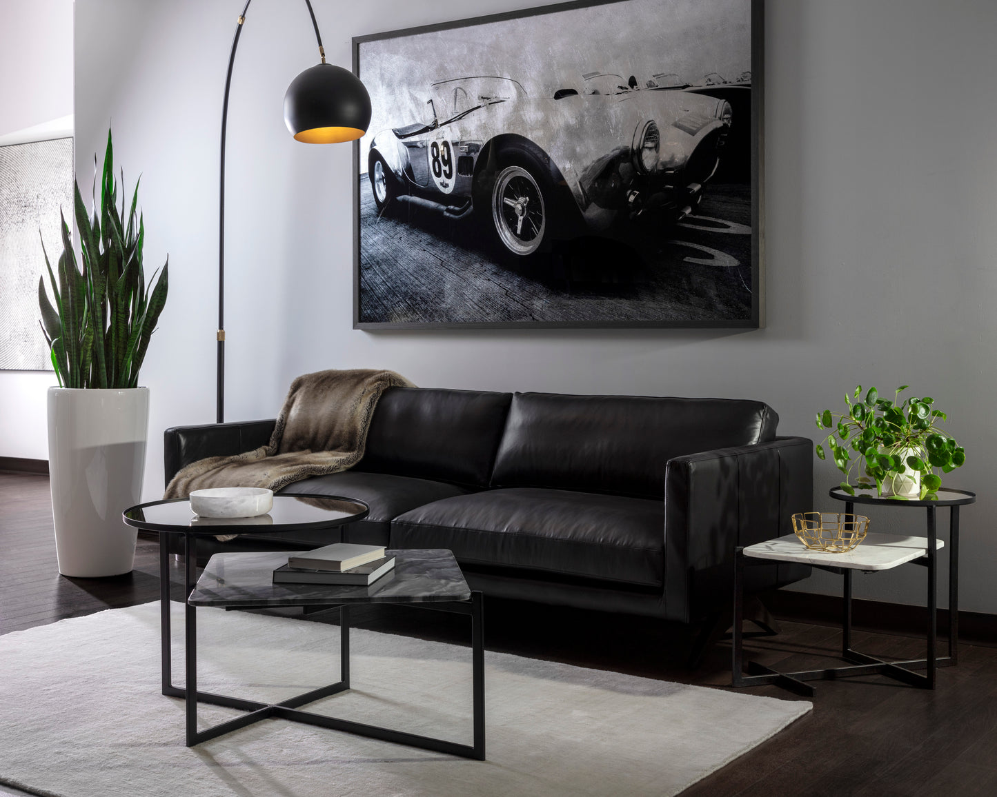 NAHLA ROGERS SOFA - CORTINA BLACK LEATHER