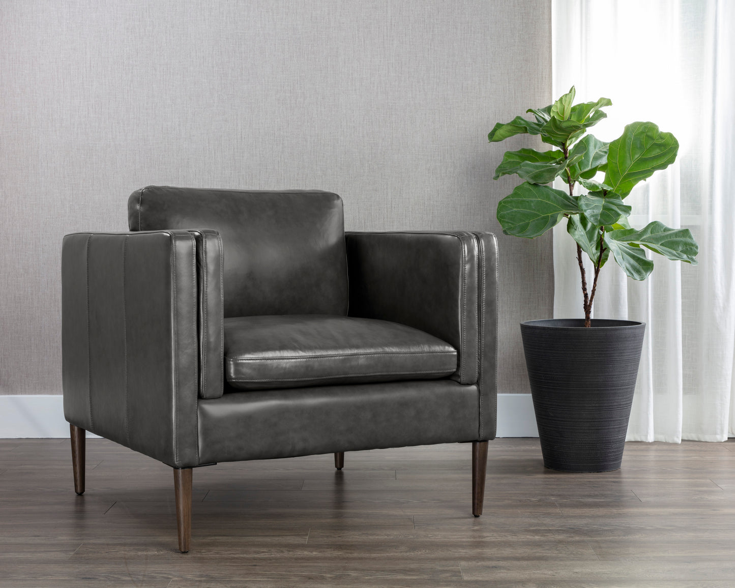 NAHLA RICHMOND ARMCHAIR - BRENTWOOD CHARCOAL LEATHER