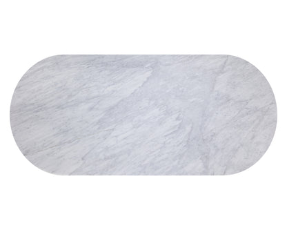 NAHLA PALOMA DINING TABLE - OVAL - WHITE MARBLE - 84"