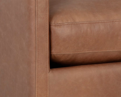 NAHLA PORTMAN SWIVEL LOUNGE CHAIR - MARSEILLE CAMEL LEATHER