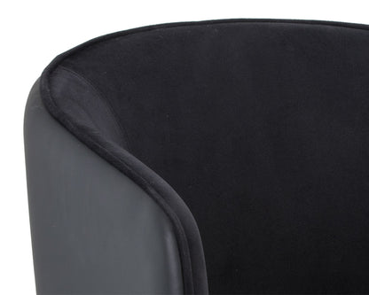 NAHLA ASHER DINING ARMCHAIR - ABBINGTON BLACK / NAPA BLACK