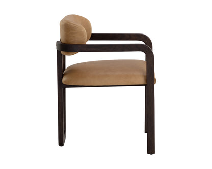 NAHLA MADRONE DINING ARMCHAIR - BROWN - LUDLOW SESAME LEATHER