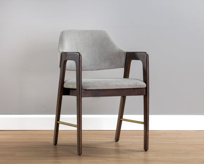 NAHLA MILTON DINING ARMCHAIR - SMOKE ACACIA - POLO CLUB STONE