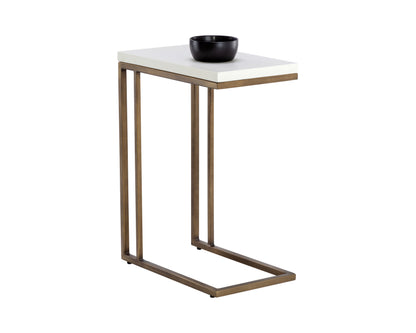 NAHLA SAWYER END TABLE - ANTIQUE BRASS - WHITE