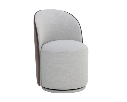 NAHLA CAVOLI SWIVEL DINING CHAIR - MINA LIGHT GREY / MEG ASH