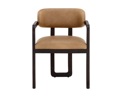 NAHLA MADRONE DINING ARMCHAIR - BROWN - LUDLOW SESAME LEATHER