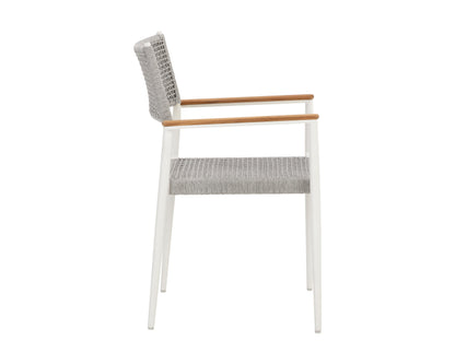 NAHLA NAVA STACKABLE DINING ARMCHAIR - WHITE