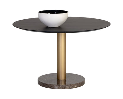 NAHLA MONACO DINING TABLE - GOLD - GREY MARBLE / CHARCOAL GREY - 48"