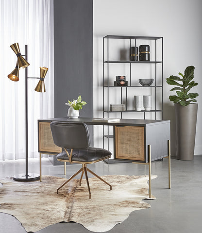 NAHLA AVIDA DESK - GOLD - BLACK/NATURAL