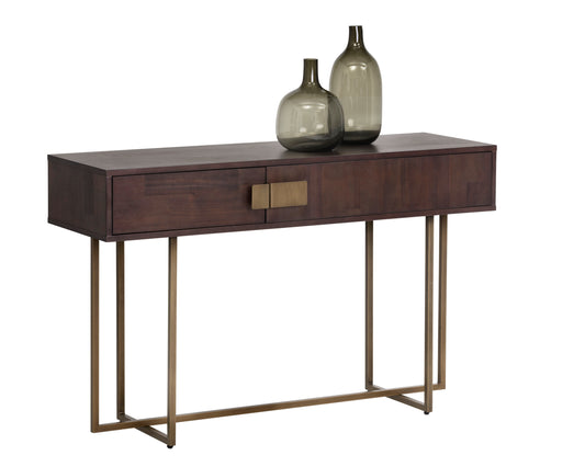 NAHLA JADE CONSOLE TABLE - ANTIQUE BRASS - DARK MANGO