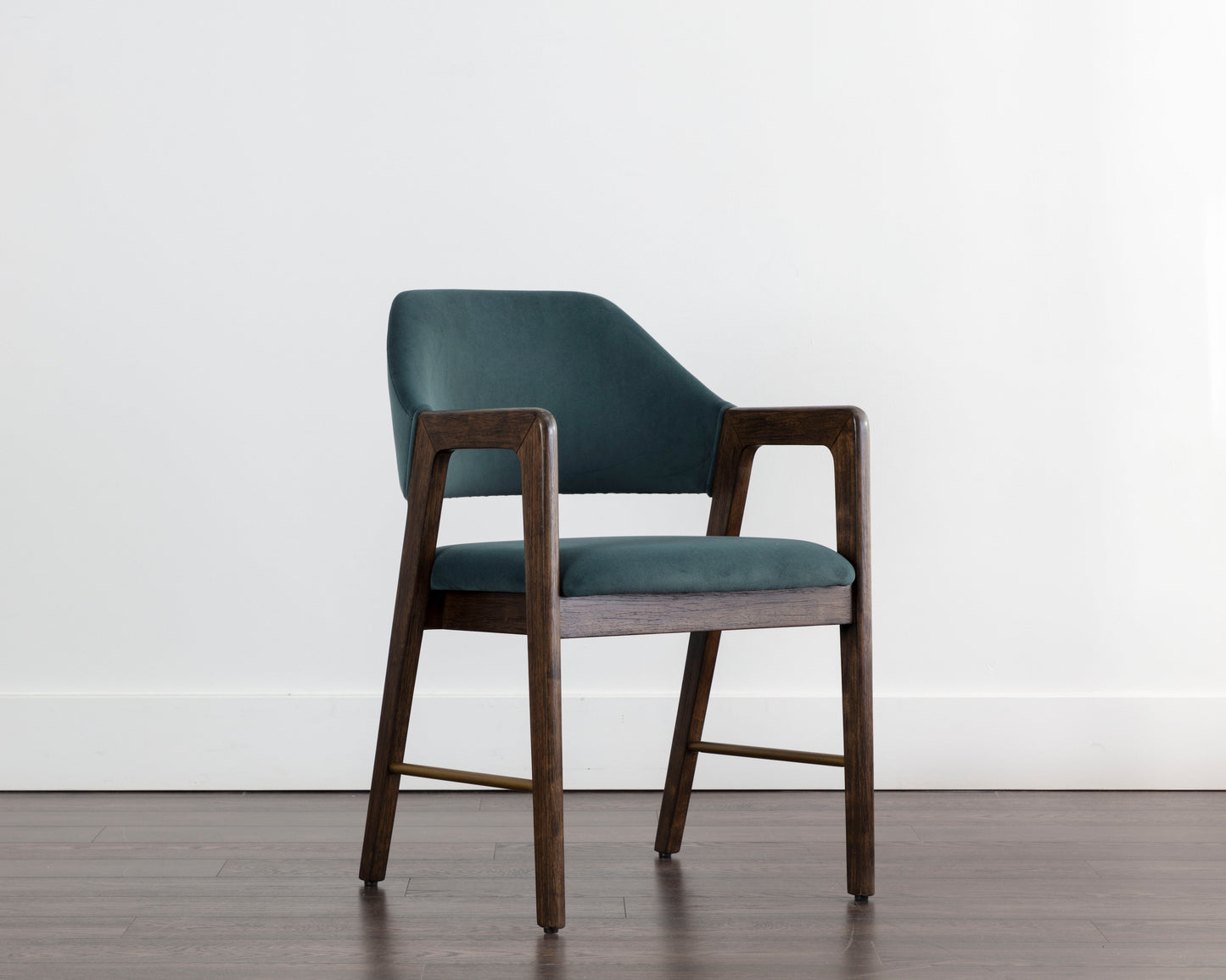 NAHLA MILTON DINING ARMCHAIR - SMOKE ACACIA - MEG DUSTY TEAL