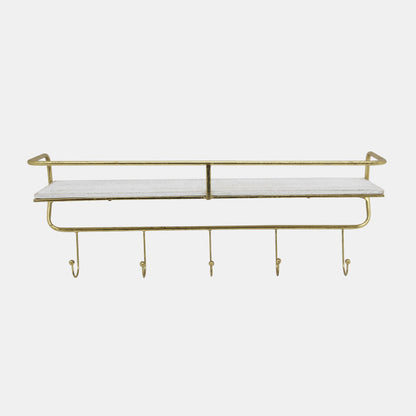 Metal/Wood Hook Wall Shelf