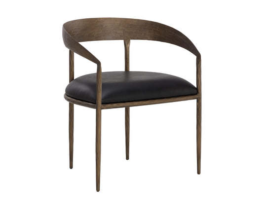 NAHLA ZANATTA DINING ARMCHAIR - CHARCOAL BLACK LEATHER