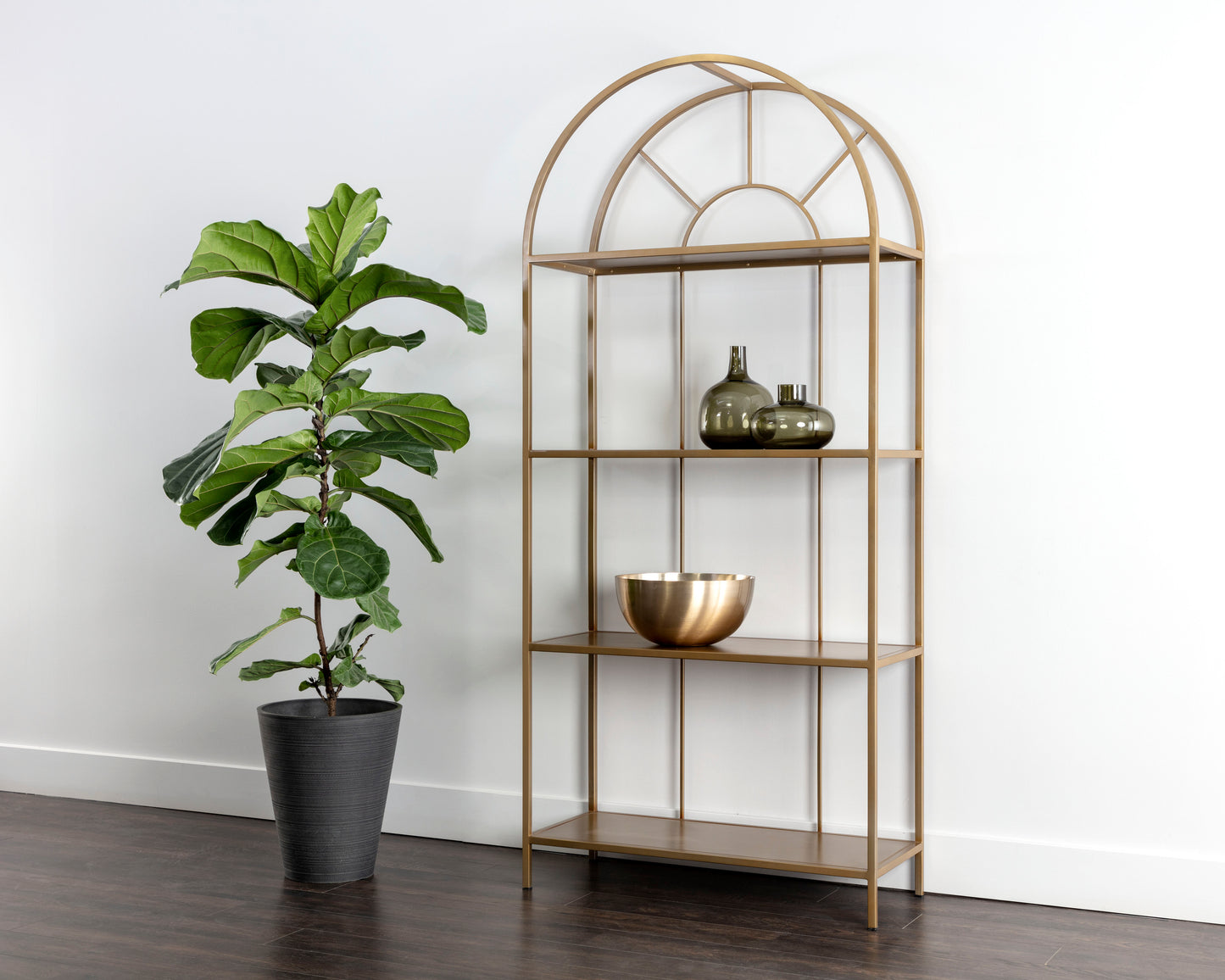 NAHLA ALCOVE BOOKCASE - GOLD