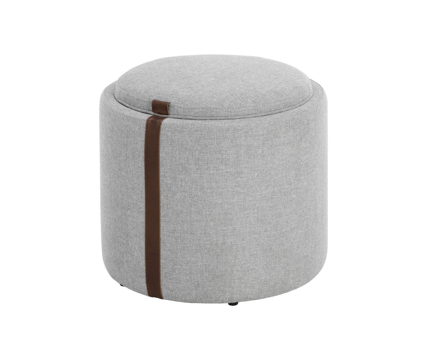 NAHLA BORELLI STORAGE OTTOMAN - BELFAST HEATHER GREY / AUTUMN CHESTNUT