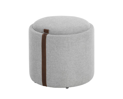 NAHLA BORELLI STORAGE OTTOMAN - BELFAST HEATHER GREY / AUTUMN CHESTNUT