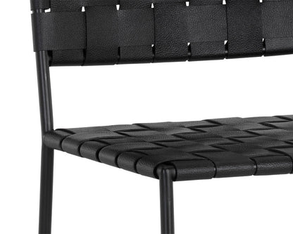 NAHLA OMARI COUNTER STOOL - BLACK LEATHER