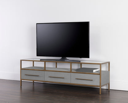 NAHLA VENICE MEDIA CONSOLE AND CABINET - GREY SHAGREEN