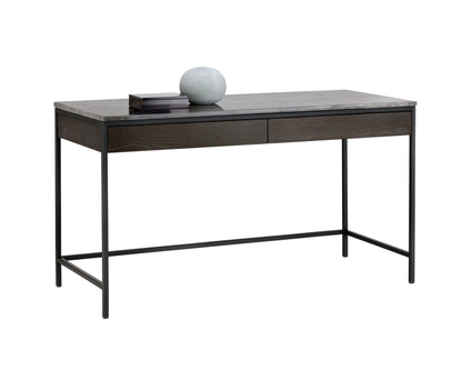 NAHLA STAMOS DESK - BLACK - GREY MARBLE / CHARCOAL GREY