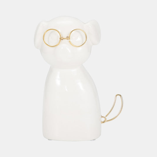 Ceramic Puppy With Gold Glasses