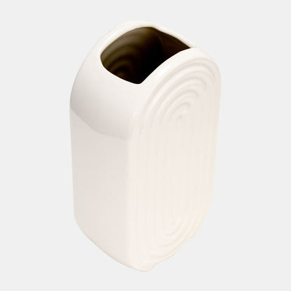 Ceramic Oval Ridged Vase