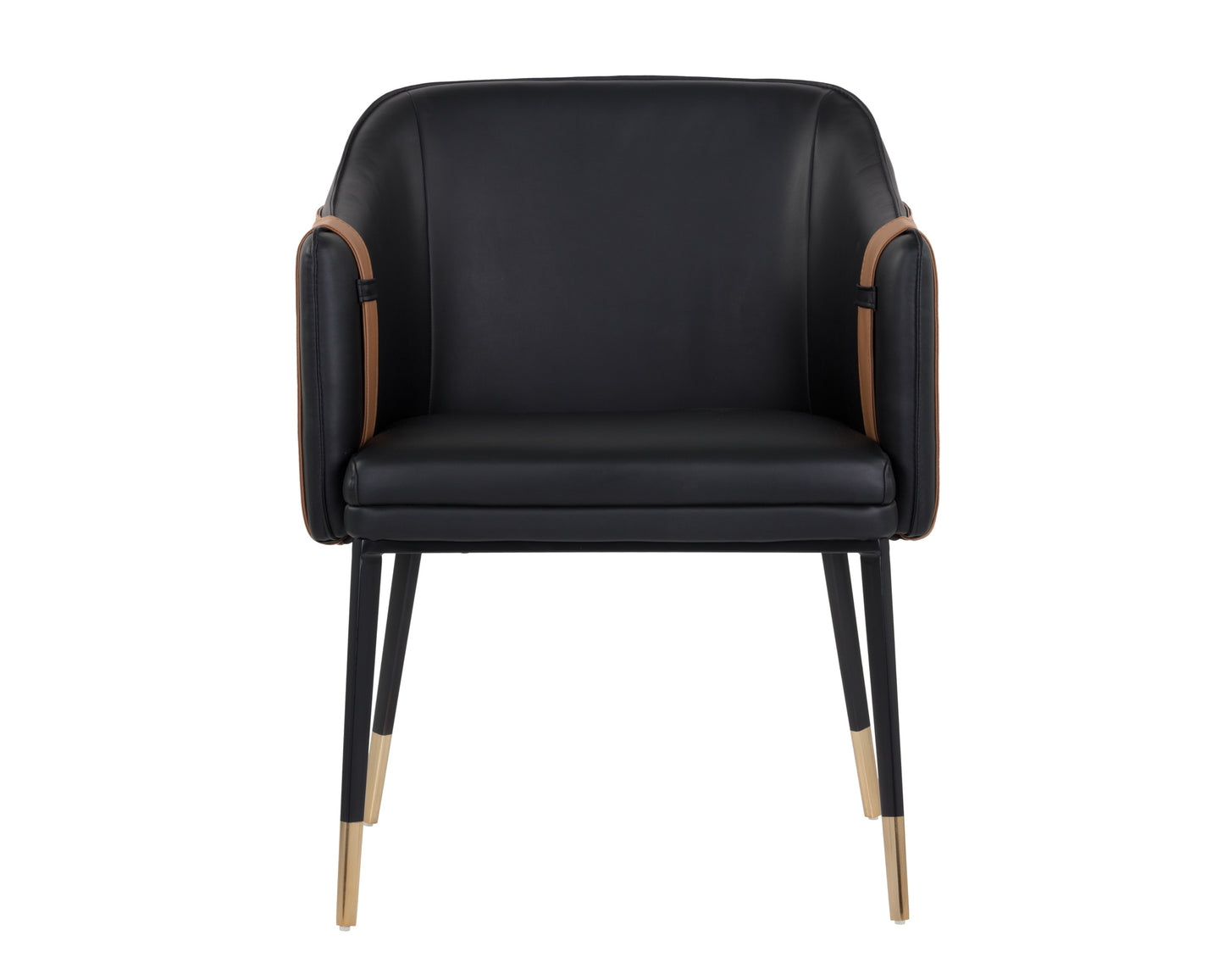 NAHLA CARTER DINING ARMCHAIR - NAPA BLACK / NAPA COGNAC