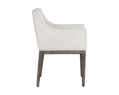 NAHLA MALIK DINING ARMCHAIR - ASH GREY - LINOSO IVORY